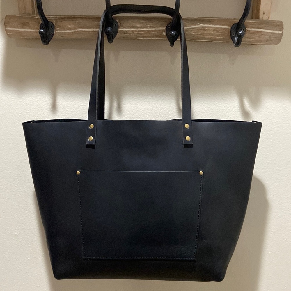 Portland Leather Black Oversized Tote Bag